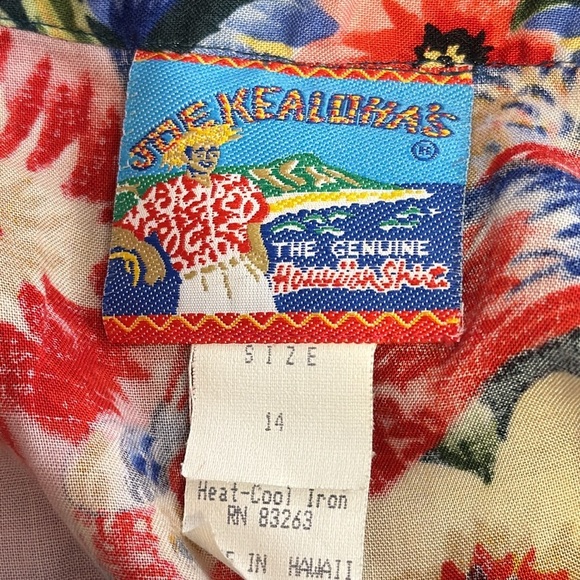 Joe Kealoha’s Hawaiian 🌺 Skirt Red Macaw Parrots Tropical Made in Hawaii Size 14 - Picture 9 of 11